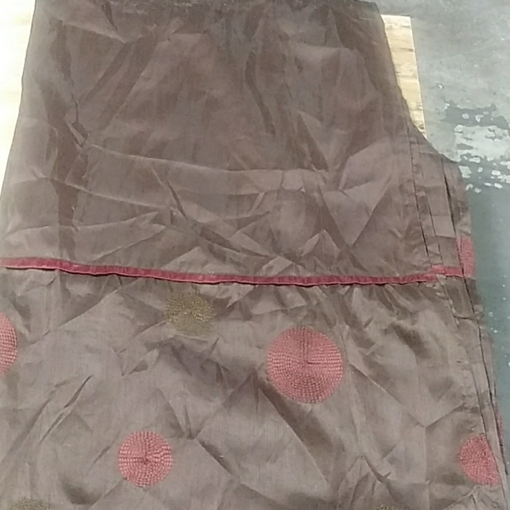 Brown and red cloth shower curtain